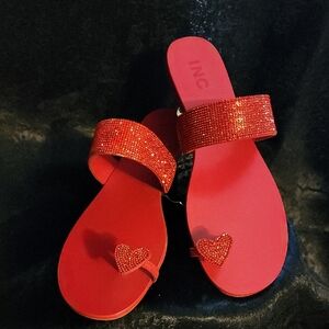 INC Red Sandals with Heart Detail